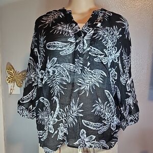 Philosophy Monochrome Leaf Print Blouse
